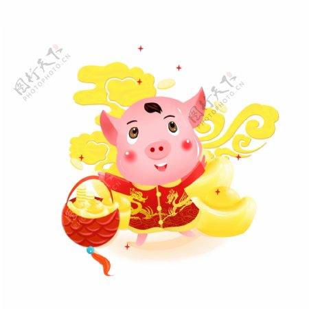 新年立体猪卡通猪IP猪年发财祥云喜庆