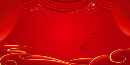 2019红色喜庆年会展板背景设计
