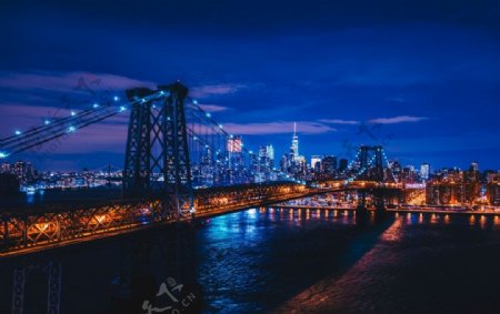 高架桥夜景都市夜景江面