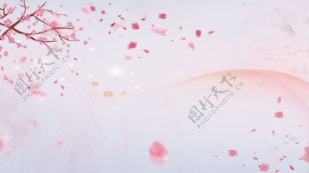 粉嫩桃花花瓣广告背景