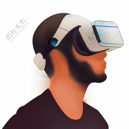 体验VR科技的男人复古肌理设计