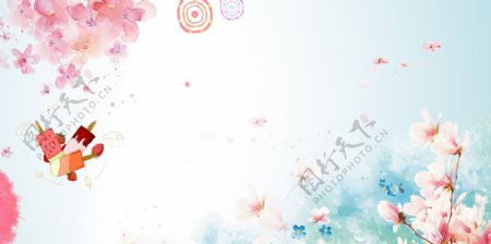 清新手绘花卉海报背景