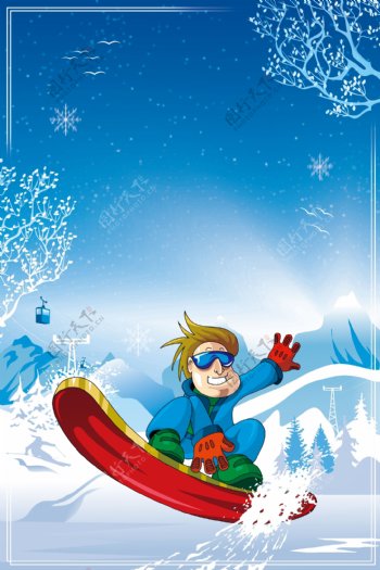激情滑雪的男人背景设计