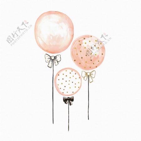 火烈鸟系列粉色气球背景插画