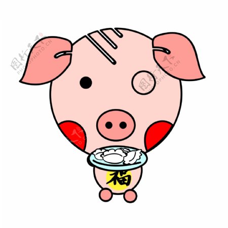 猪春节饺子祝福素材