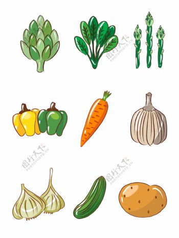 简约蔬果手绘卡通蔬菜小元素