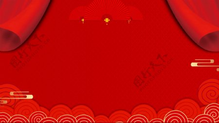 红色喜庆新年活动展板背景