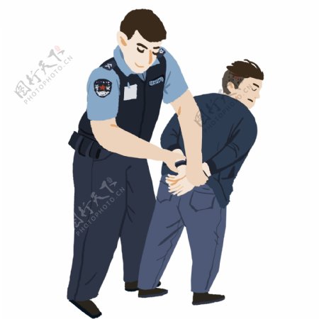 抓捕犯人的警察卡通人物设计