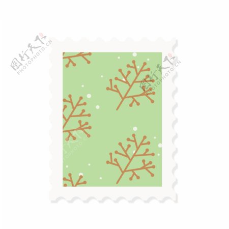 卡通圣诞邮票小树枝简约可爱设计元素