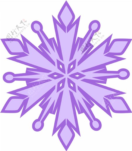 亮紫色六瓣雪花元素图案