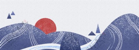 手绘日式山水背景