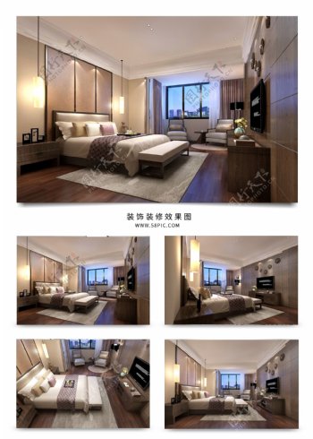 现代风格卧室效果图模型空间