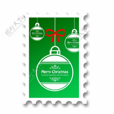 圣诞圣诞节剪纸风格彩球可爱邮票小贴纸元素