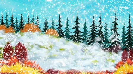 彩绘二十四节气小雪背景设计
