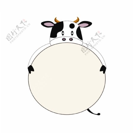 动物卡通边框奶牛可爱气泡对话框手账可商用