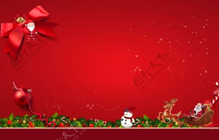 红色圣诞节活动背景展板