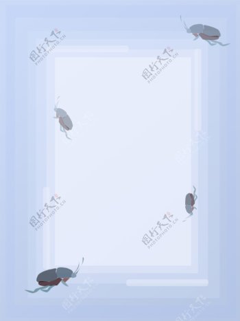 全原创动物昆虫手绘简约蓝色系背景