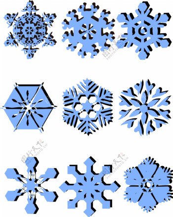 蓝色圣诞节雪花AI素材漂浮素材