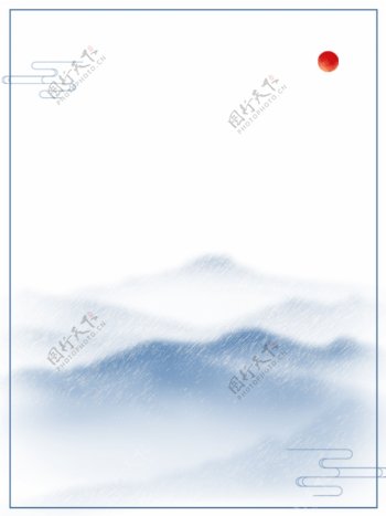 原创中国风手绘清新山水古典简约背景素材