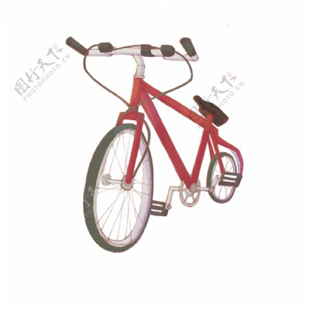 手绘红色自行车单车可商用