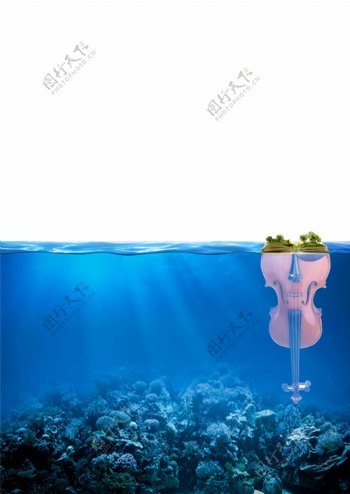 海中小提琴高清背景素材