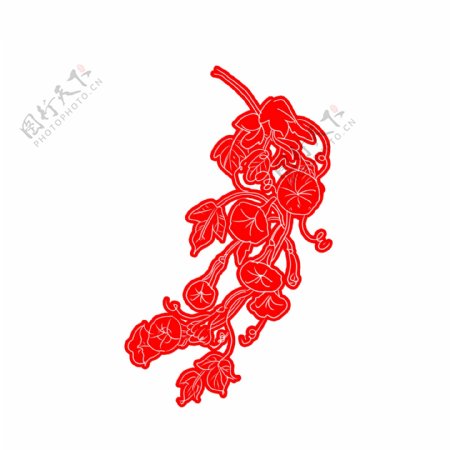 剪纸鸟花朵牡丹新年传统节日手绘插画可商用