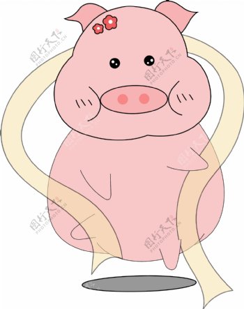 猪年卡通可爱粉色小猪跳舞表情卖萌元素