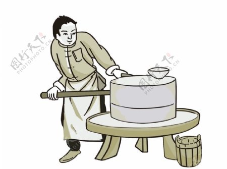 磨豆腐插画