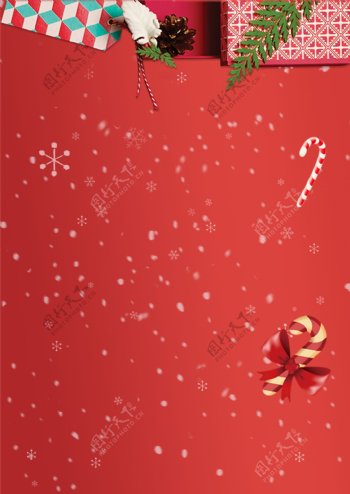 红色雪花圣诞节促销背景设计