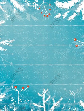 手绘雪花冬天来了蓝色背景素材