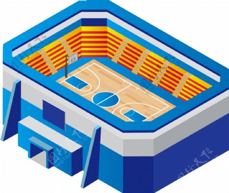 2.5D风格篮球馆元素可商用