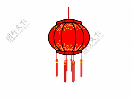 手绘中国风中国节红灯笼图