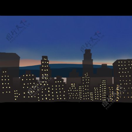 都市生活夜景插画