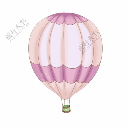 紫色的热气球手绘插画