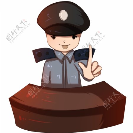 手绘交通警察会插画