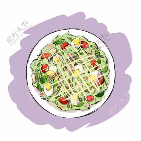 手绘原创动漫素材食品西式食物蔬菜沙拉