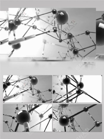 炫酷银色分子结构高清视频素材
