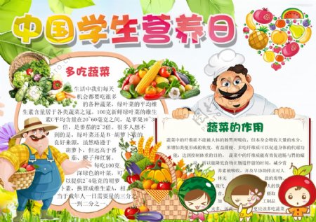 中国学生营养日小报食品小报饮食健康小报
