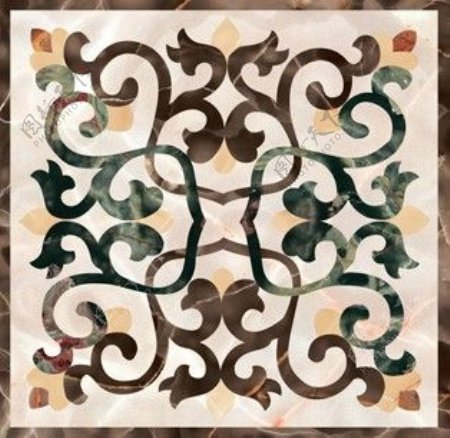 中式现代图案瓷砖贴图