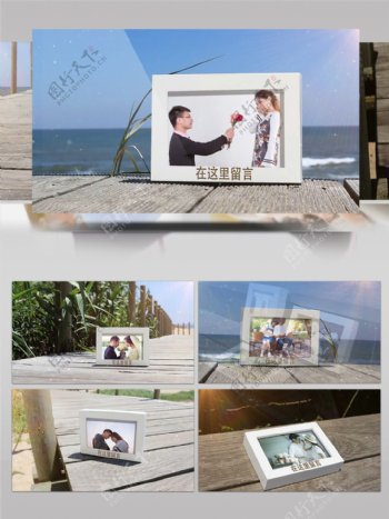木板桥放置婚礼爱情家庭相册幻灯片AE模板