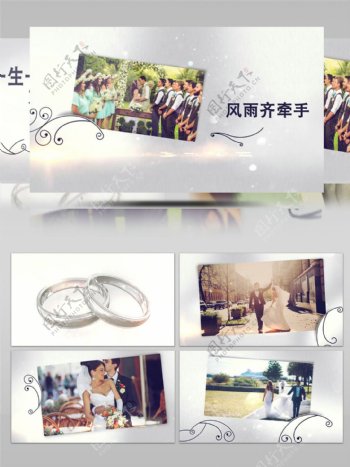 清新花朵剪纸风格婚礼相册展示AE模板