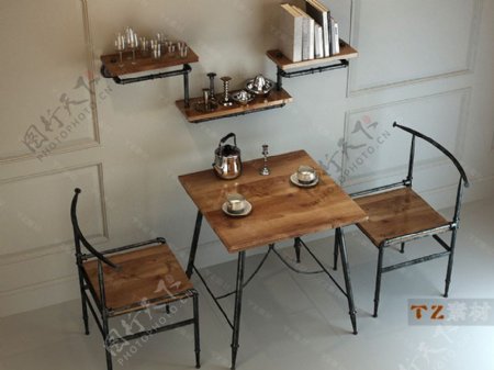 咖啡厅桌椅模型下载