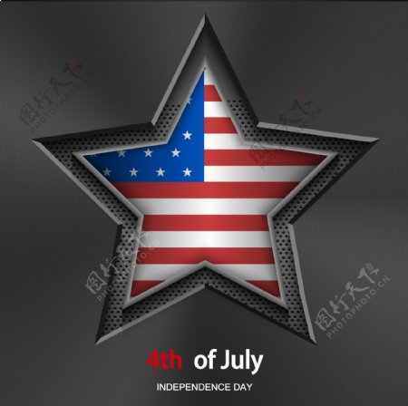 立体五角星镶嵌美国国旗