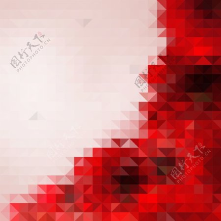 1红色几何三角形矢量海报背景模板