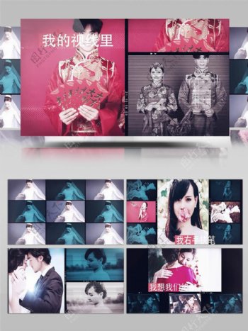 多样版式设计婚礼画面内容分屏展示AE模板