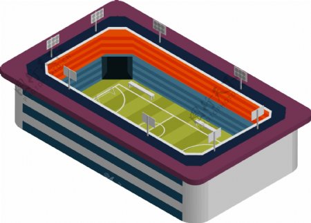 2.5D风格大型足球场建筑元素