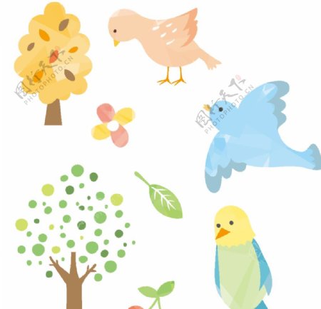 可爱卡通小鸟动物AI文件