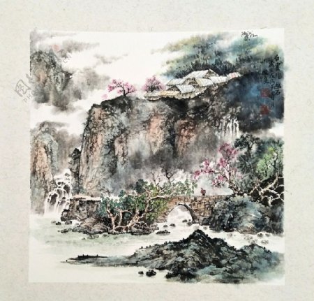 刘俊良作品中国风山水画传统绘画