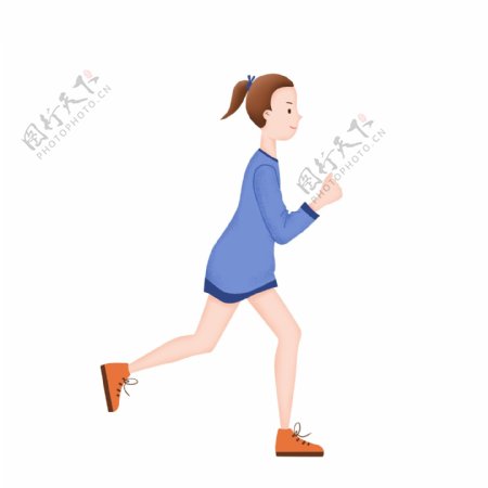 跑步的女孩运动人物插画素材健身可商用元素
