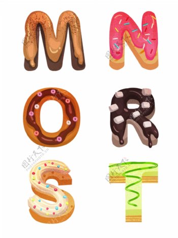 糖衣英文字母可爱手绘风字体